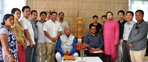 The Governor of Arunachal Pradesh Shri P.B. Acharya with Trade Union members at Raj Bhavan, Itanagar on 11th April 2017.